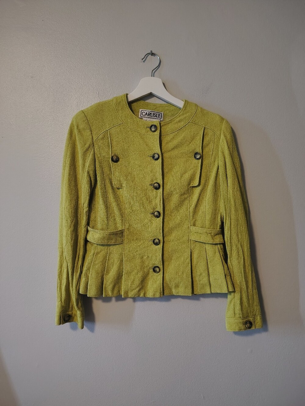 Vintage Carlisle Lime Mustard Button-Up Blazer Jacket